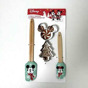 Disney Mickey Minnie Spatula Cookie Cutter 4‎ Piece Set Christmas Winter NEW